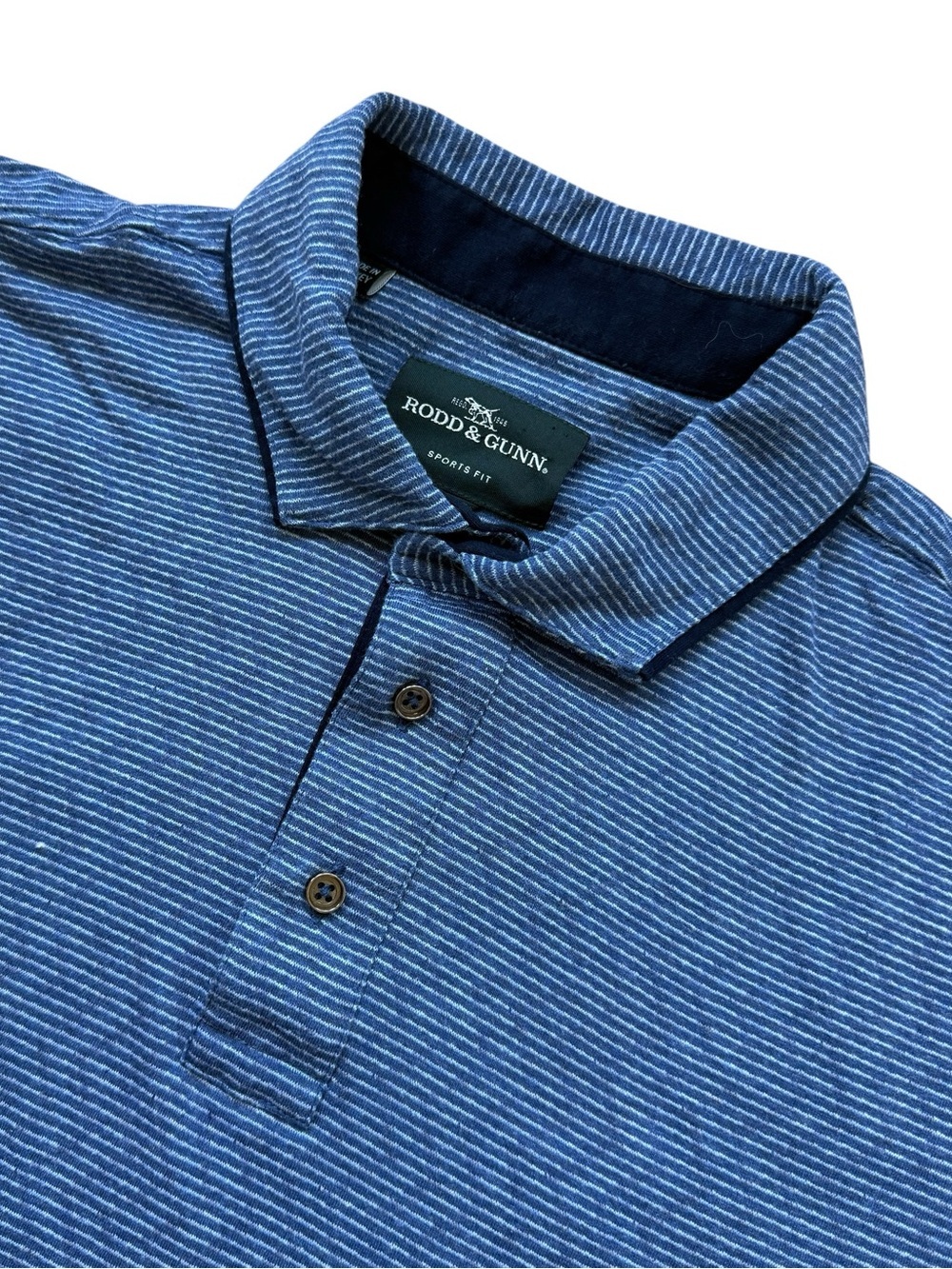 Rodd & Gunn Blue Striped Polo Shirt Men XL Sports Fit Coastal Quiet Luxury Golf